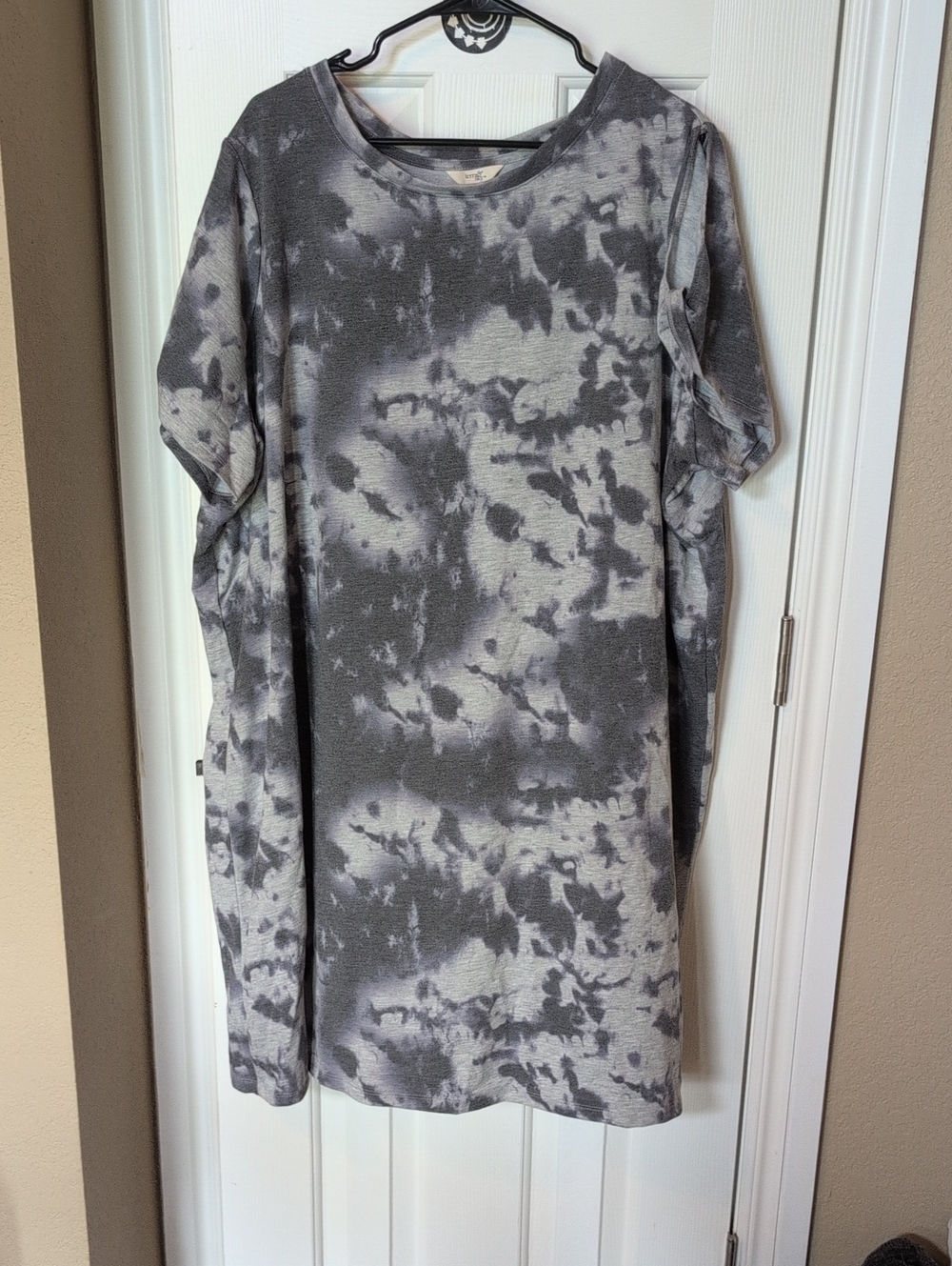 Tie-Dye Short Sleeve Women's Dress - Gray